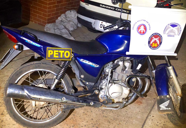 Brumado: Polícia Militar recupera motocicleta roubada