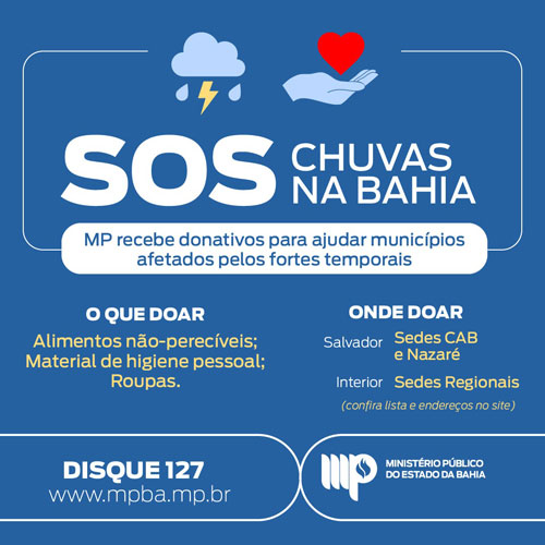 Brumado: MP realiza campanha de doação de donativos para os atingidos pelas chuvas na Bahia