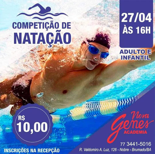 Genes Academia promoverá competição de Natação adulto e infantil; inscreva-se