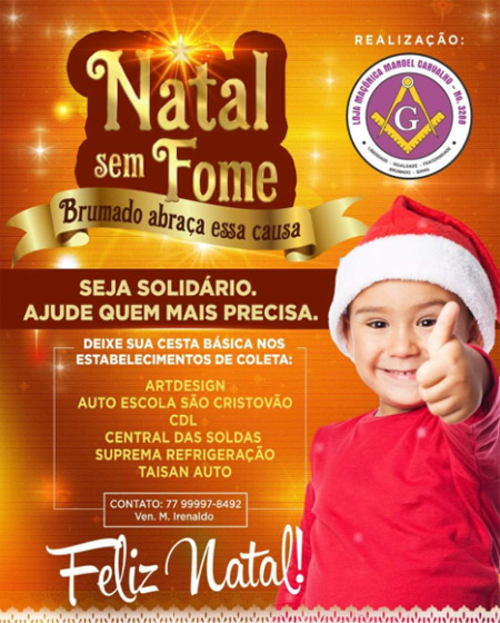 Brumado: participe da campanha Natal sem fome da Loja Macônica Manoel Carvalho