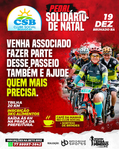 Brumado: Participe do Pedal Solidário de Natal
