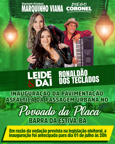 Barra da Estiva: Nesta sexta (1º) acontece a inauguração da pavimentação asfáltica da passagem urbana no Povoado de Placa