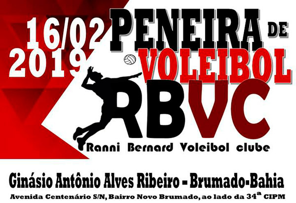 Peneira de Vôlei do RBVC/Sel. de Brumado acontece no próximo sábado (16) no Ginásio Antônio Alves Ribeiro
