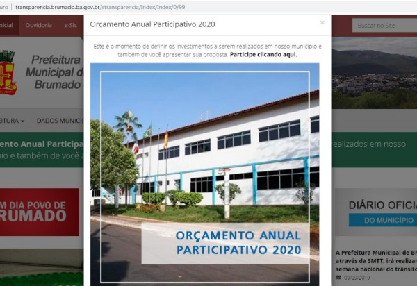 Prefeitura de Brumado convoca a população para contribuir com sugestão ao Orçamento Participativo para 2020