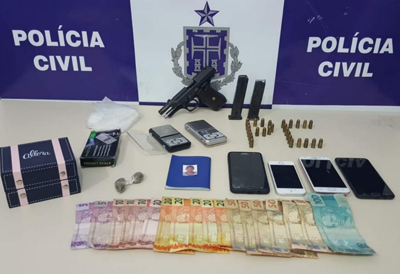Brumado: Polícia Civil apreende pistola, munição, droga e dinheiro