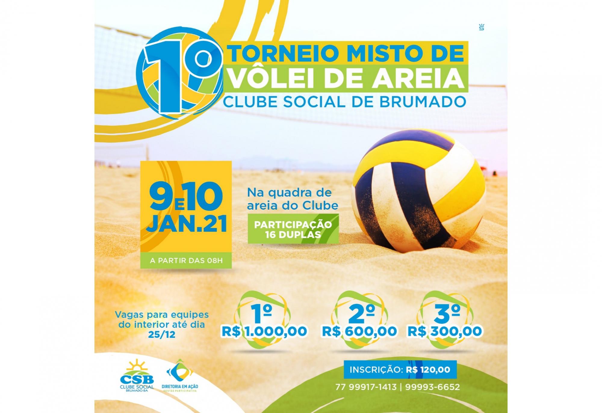 Clube Social de Brumado realizará torneio misto de vôlei de areia