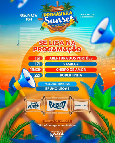Brumado: Neste sábado (05) tem 'Primavera Sunset' all inclusive; Confira a programação