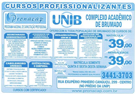 BRUMADO: PRONACAP OFERECE CURSOS PROFISSIONALIZANTES