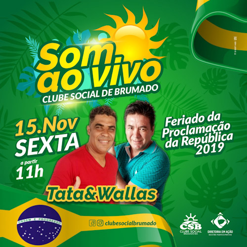 Clube Social: nesta sexta (15) tem som ao vivo com Tata & Wallas