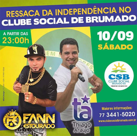 Clube Social: vem aí a 'Ressaca da Independência' com Fann Estourado e Thiago Araújo
