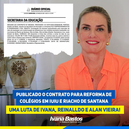 Publicado contrato para a reforma de escolas em Iuiu e Riacho de Santana