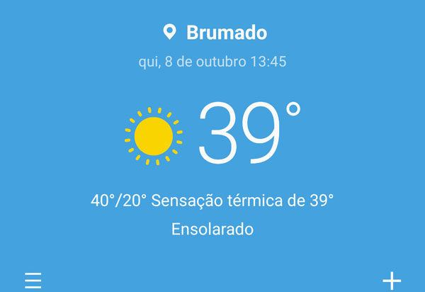 Sensação térmica chega a 40º C em Brumado
