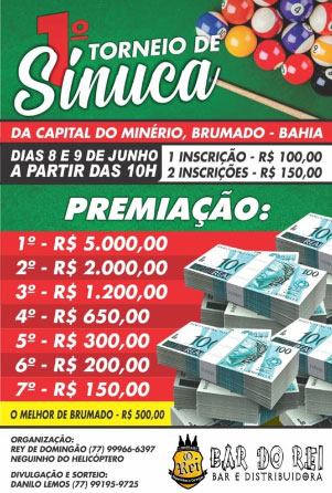  Será realizado em Brumado o 1° Torneio de Sinuca - Par ou Ímpar