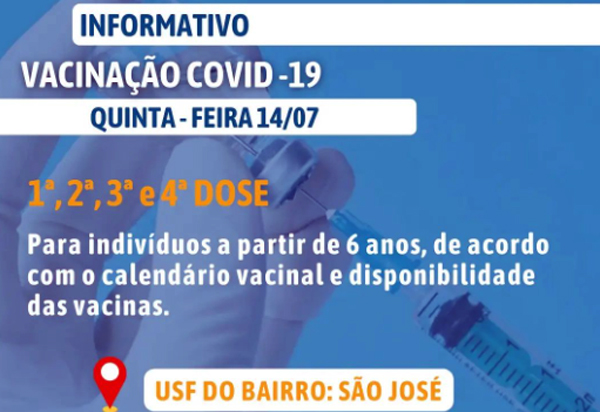 Vacinação contra a Covid-19 segue nesta quinta (14) em Brumado