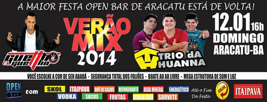 Aracatu: Dia 12 de janeiro tem o Verão Mix 2014