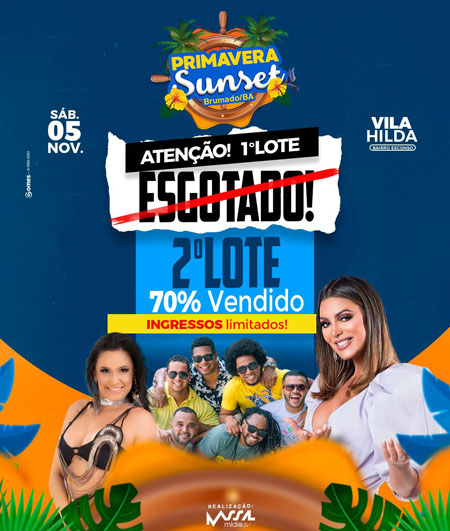 Primavera Sunset: Garanta seu ingresso no segundo lote