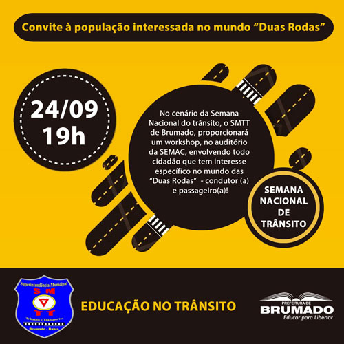 Brumado: SMTT promoverá Workshop 'Mundo das duas Rodas'