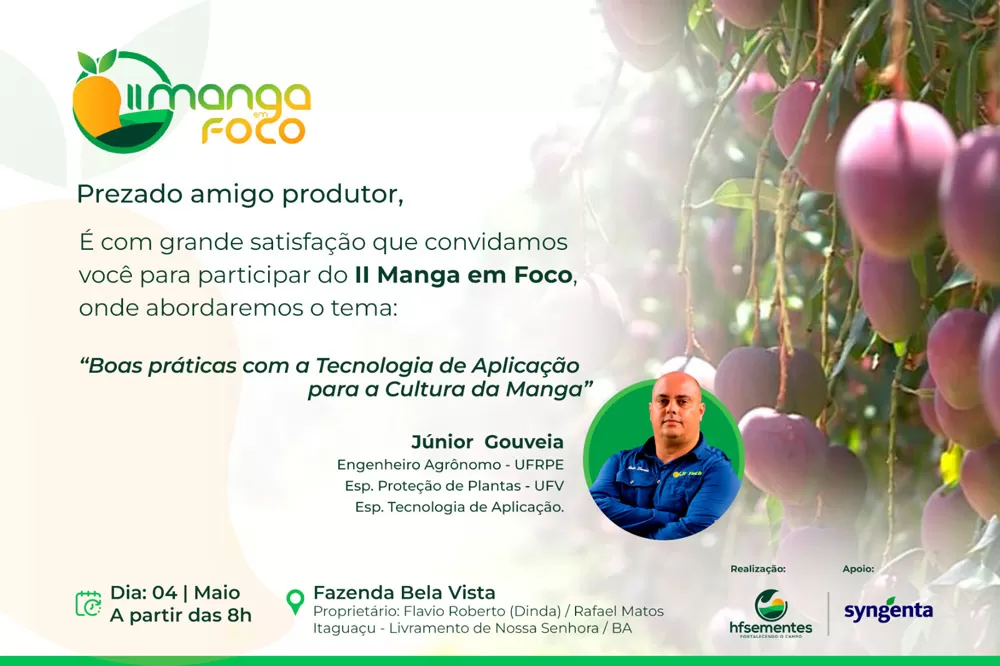 Livramento: Evento II Manga em Foco discutirá boas práticas com tecnologia de aplicação para a cultura da manga