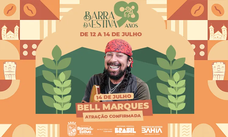 Barra da Estiva celebra seus 98 anos com show histórico de Bell Marques no dia 14 de julho