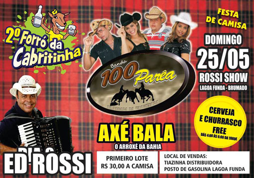 Vem aí o 2º Forró da Cabritinha no Rossi Show com a Banda 100 Parêa