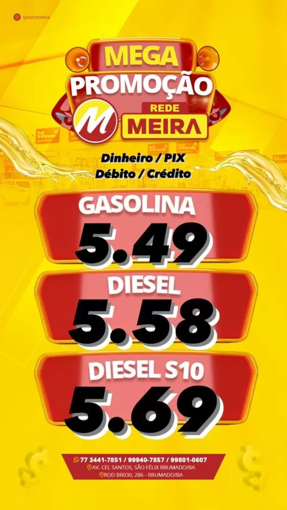 Brumado: Abasteça com qualidade e preços baixos no Posto Meira