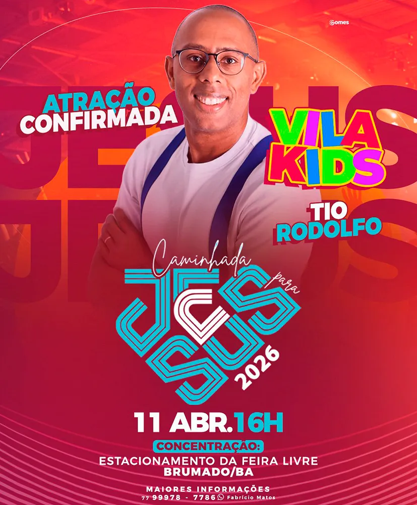 Caminhada para Jesus 2026 confirma Tio Rodolfo e anuncia espaço especial para crianças