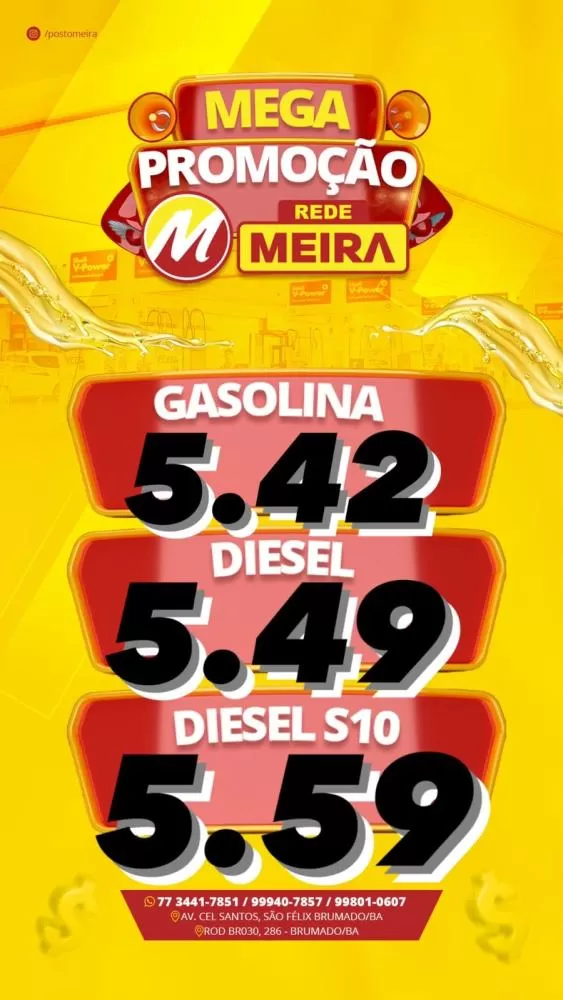 Brumado: Abasteça com qualidade e preços baixos no Posto Meira