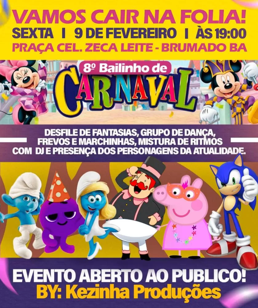 Brumado: Nesta sexta-feira (09/02) tem a 8ª edição do Bailinho de Carnaval na Praça