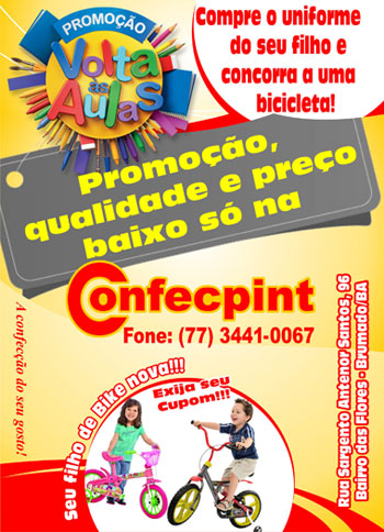 Confecpint: Compre o uniforme do seu filho e concorra a uma bicicleta