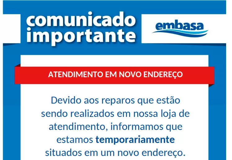 Embasa em Brumado muda temporariamente de endereço devido a reparos