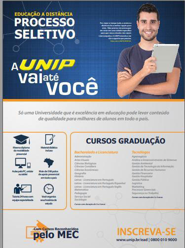 Brumado: UNIP está com inscrições abertas para processo seletivo dos curso de Graduação e Pós Graduação