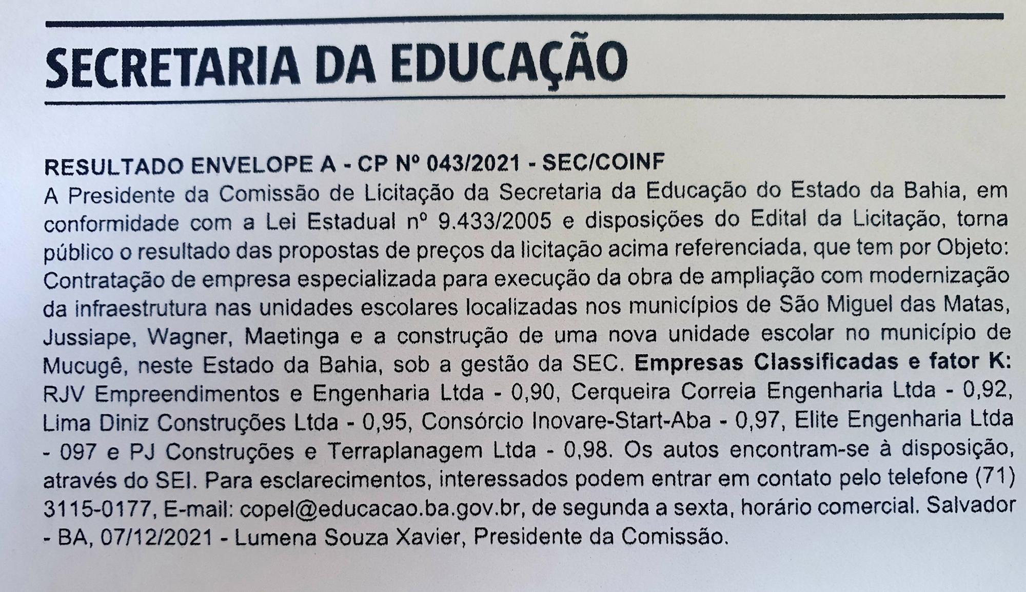 Ivana comemora resultado de licitação para ampliação de escola em Jussiape