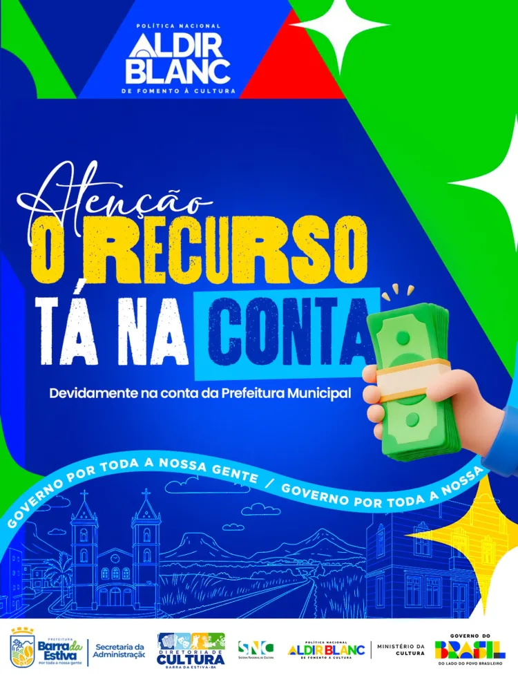 Barra da Estiva recebe mais de R$ 218 mil da Política Nacional Aldir Blanc