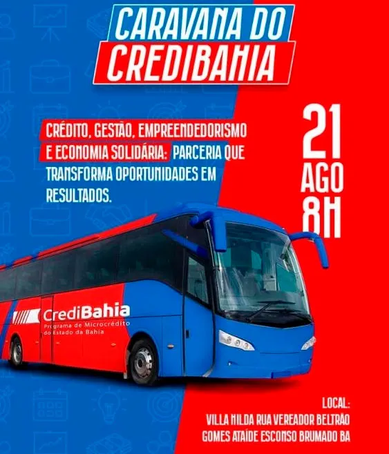Caravana do CrediBahia chega a Brumado nesta quinta-feira (21) com foco em crédito, gestão e empreendedorismo