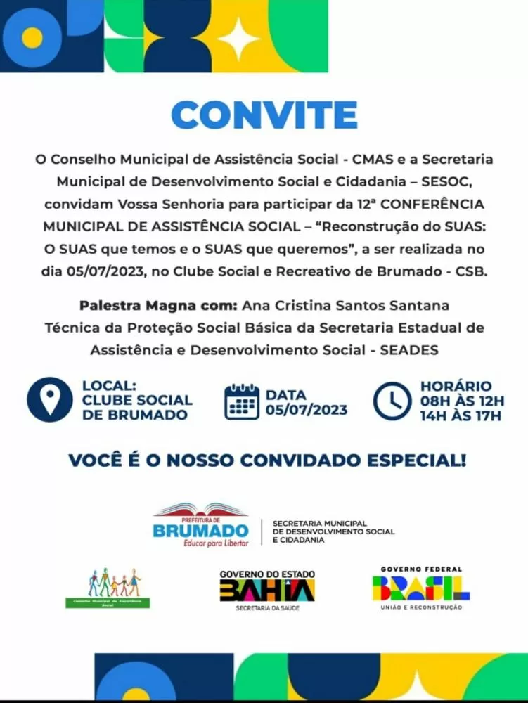 12ª Conferência Municipal de Assistência Social em Brumado promove debate sobre o fortalecimento do SUAS