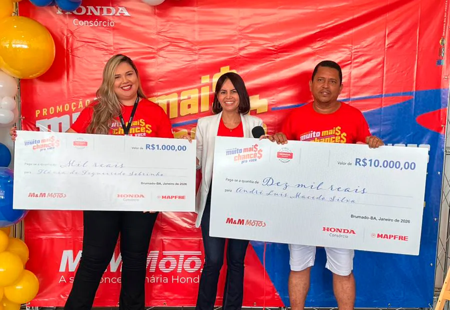 Cliente de Brumado é premiado com R$ 10 mil em campanha do Consórcio Honda na M&M Motos