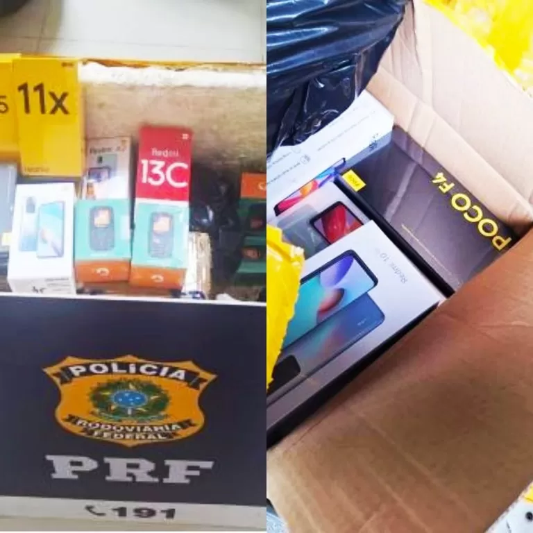 Após abordagem a ônibus de turismo, PRF apreende celulares, eletrônicos, equipamentos de informática BR 116 em Vitória da Conquista