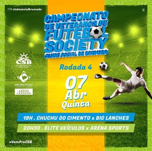 Brumado: Nesta quinta (07) tem a 4ª rodada do Campeonato de Veteranos de Futebol Society do CSB