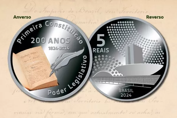 BC lança moeda comemorativa dos 200 anos da primeira Constituição do Brasil