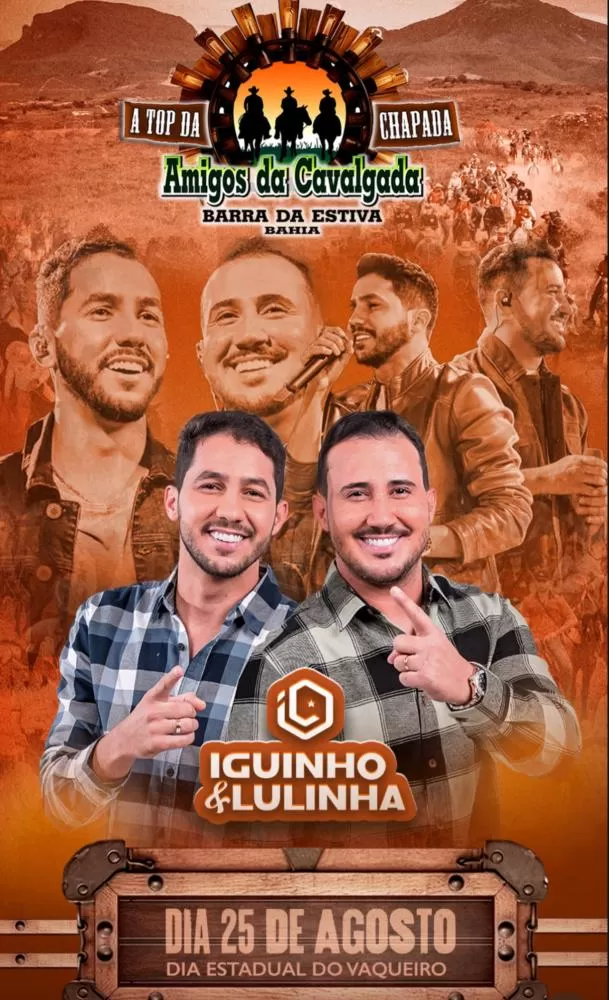 Barra da Estiva celebrará 15 anos da Cavalgada Amigos da Cavalgada com show de Iguinho e Lulinha