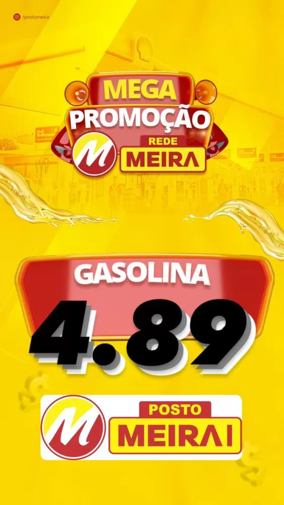 Promoção de gasolina no Posto meira