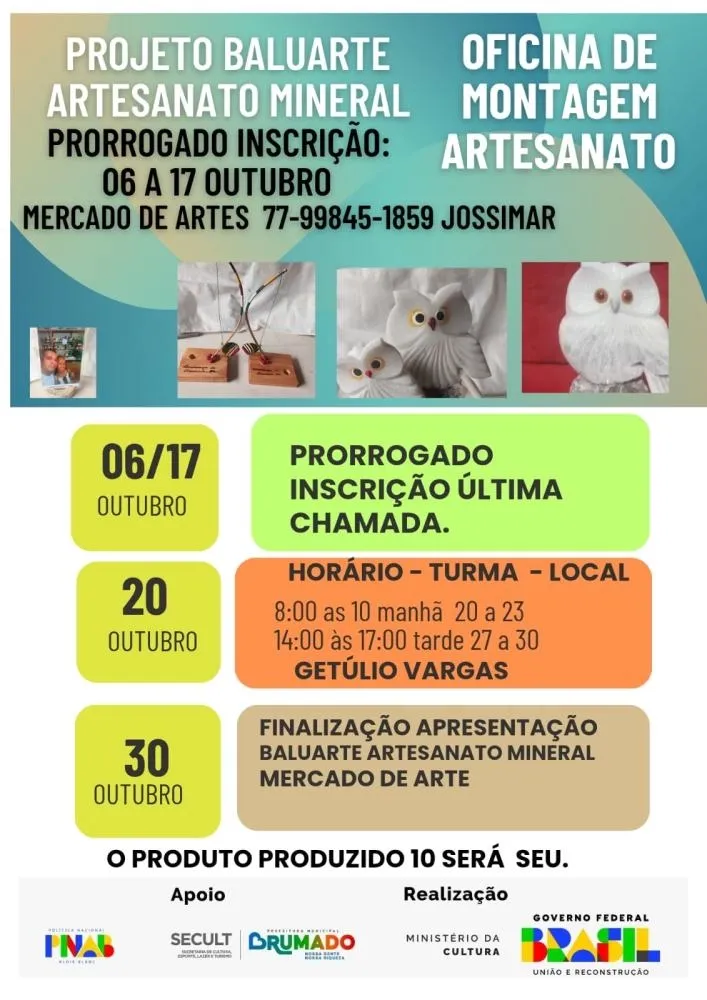 Brumado: Inscrições para Oficina de Montagem Artesanal do Projeto Baluarte são prorrogadas