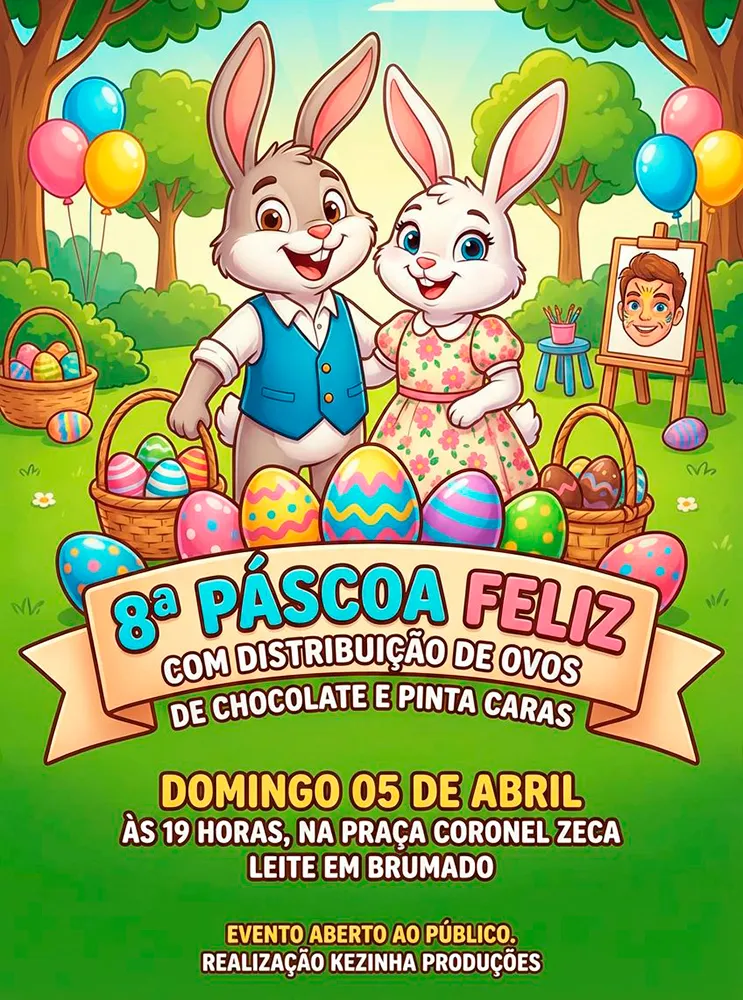 Páscoa Feliz chega à 8ª edição com programação gratuita e momentos de confraternização