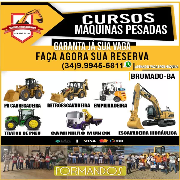 Curso de Operador de Máquinas Pesadas confirmado na cidade de Brumado