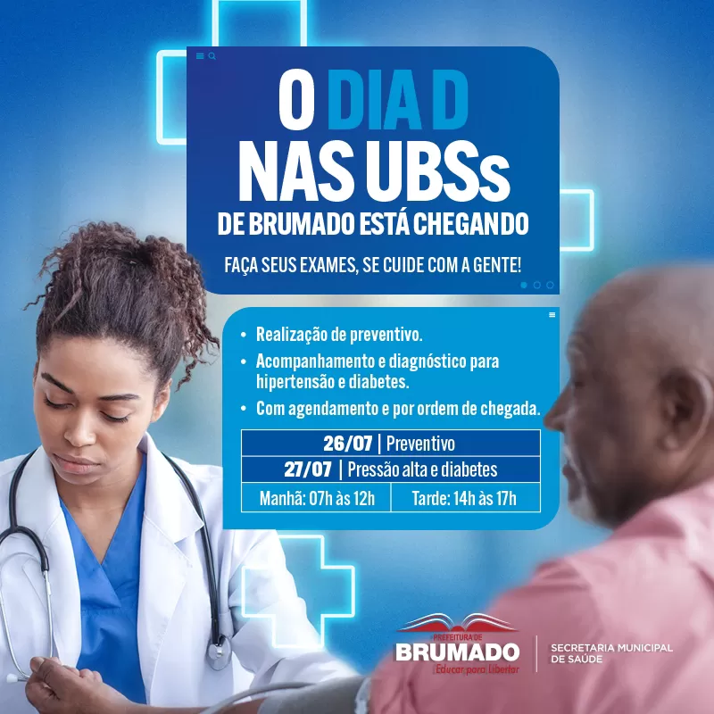 Dia D da Saúde: Mutirão de atendimentos em todas as Unidades Básicas de Saúde de Brumado começa nesta terça (26)