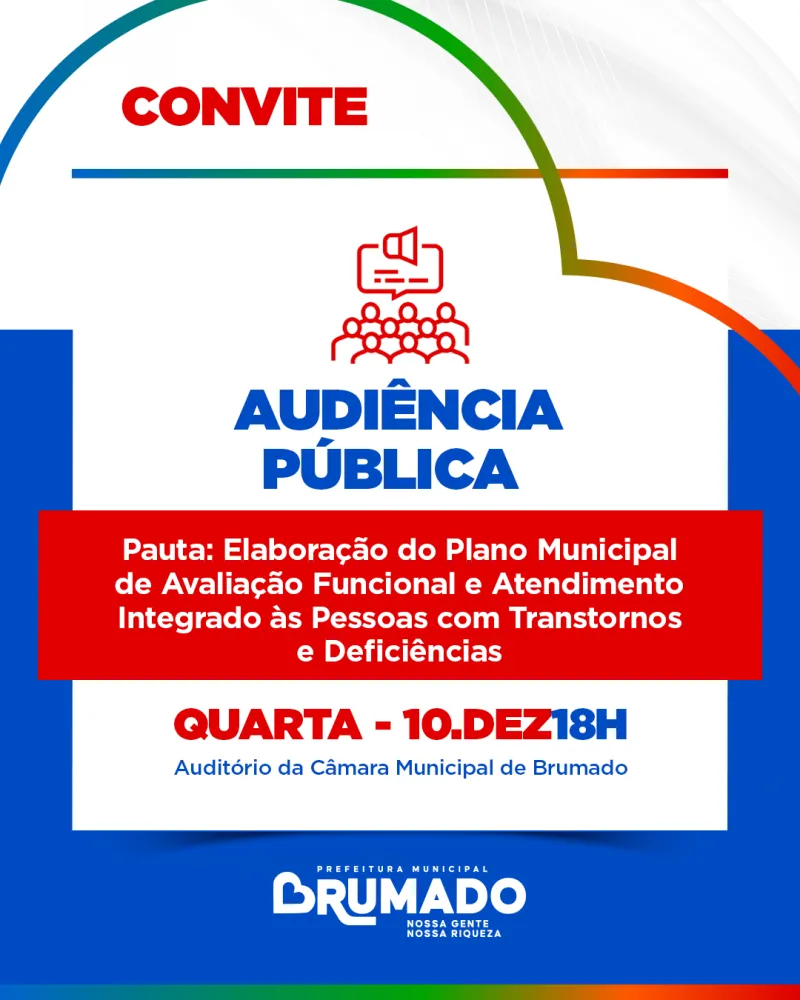 Audiência pública em Brumado debaterá plano voltado a pessoas com transtornos e deficiências