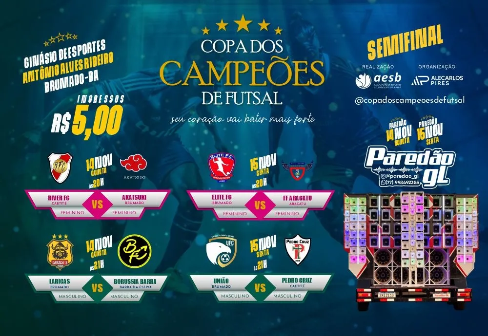 Emoção e rivalidade na Semifinal da Copa dos Campeões de Futsal em Brumado