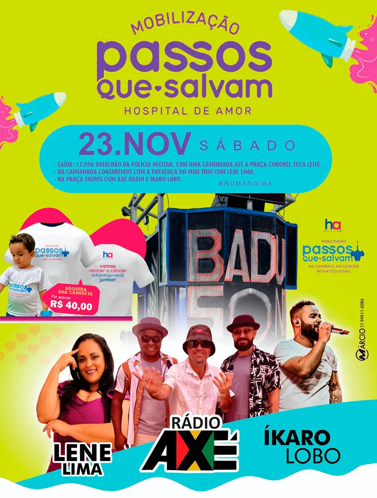 Mobilização Passos que Salvam: Caminhada contra o Câncer Infantojuvenil acontece no dia 23 de novembro em Brumado