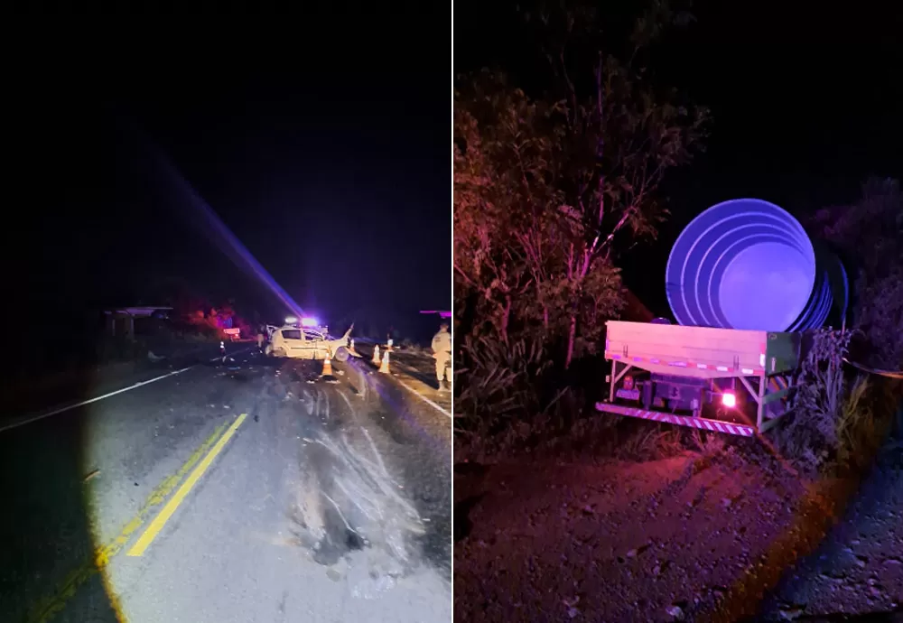 Colisão frontal entre carro e caminhão resulta em vitima fatal entre Aracatu e Vila Mariana