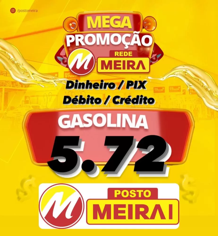 Promoção de gasolina no Posto Meira I